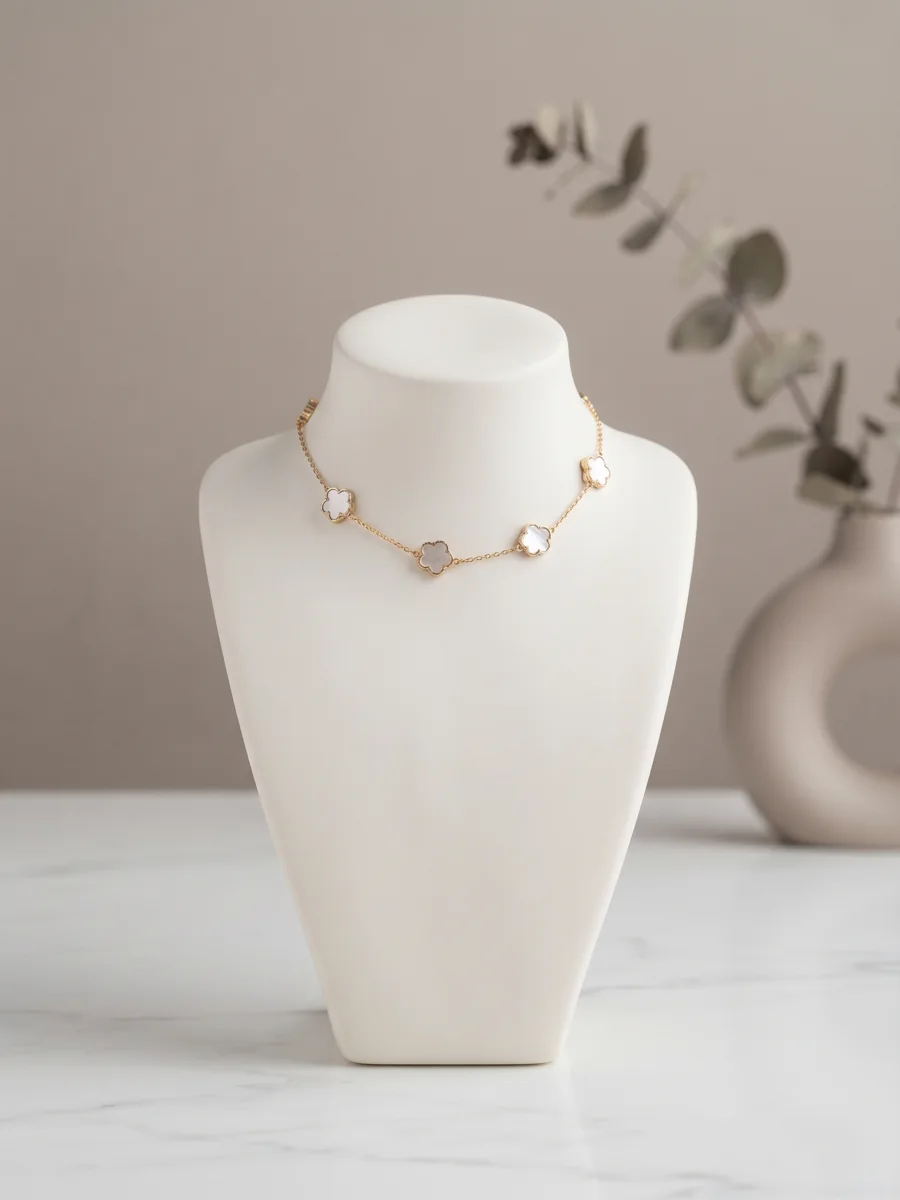 Bracelet trèfles nacrés doré | Glam